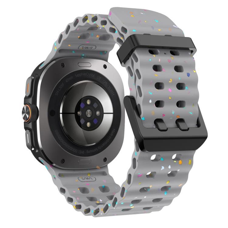For Samsung Galaxy Watch Ultra 47mm / Ultra 2025 Dual Buckle Colorful Dots Silicone Watch Band(Space Gray) by bashfashion