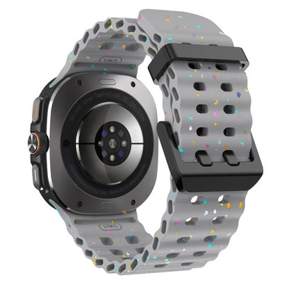 For Samsung Galaxy Watch Ultra 47mm / Ultra 2025 Dual Buckle Colorful Dots Silicone Watch Band(Space Gray) by bashfashion