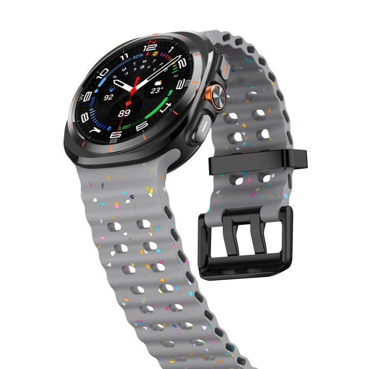 For Samsung Galaxy Watch Ultra 47mm / Ultra 2025 Dual Buckle Colorful Dots Silicone Watch Band(Space Gray) by bashfashion