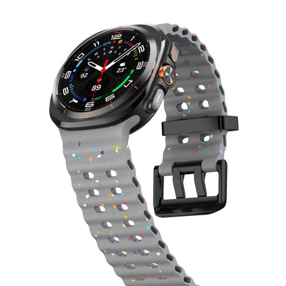 For Samsung Galaxy Watch Ultra 47mm / Ultra 2025 Dual Buckle Colorful Dots Silicone Watch Band(Space Gray) by bashfashion