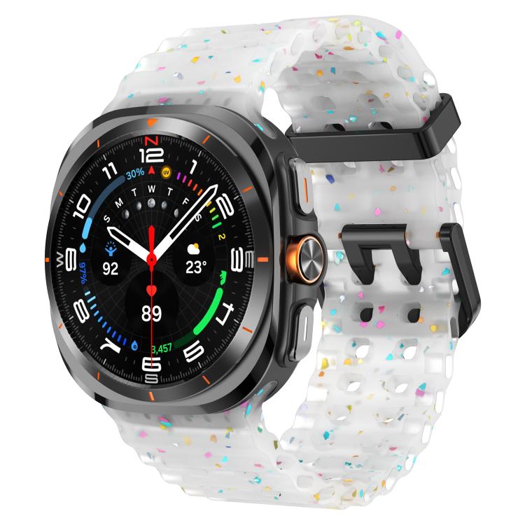 For Samsung Galaxy Watch Ultra 47mm / Ultra 2025 Dual Buckle Colorful Dots Silicone Watch Band(Transparent) by bashfashion