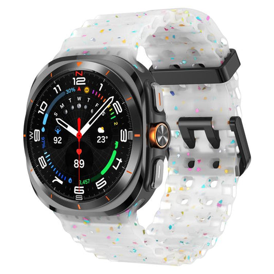 For Samsung Galaxy Watch Ultra 47mm / Ultra 2025 Dual Buckle Colorful Dots Silicone Watch Band(Transparent) by bashfashion