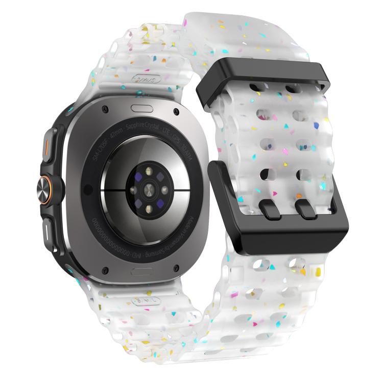 For Samsung Galaxy Watch Ultra 47mm / Ultra 2025 Dual Buckle Colorful Dots Silicone Watch Band(Transparent) by bashfashion