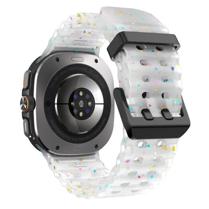 For Samsung Galaxy Watch Ultra 47mm / Ultra 2025 Dual Buckle Colorful Dots Silicone Watch Band(Transparent) by bashfashion