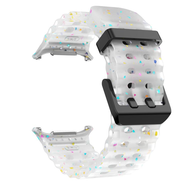 For Samsung Galaxy Watch Ultra 47mm / Ultra 2025 Dual Buckle Colorful Dots Silicone Watch Band(Transparent) by bashfashion