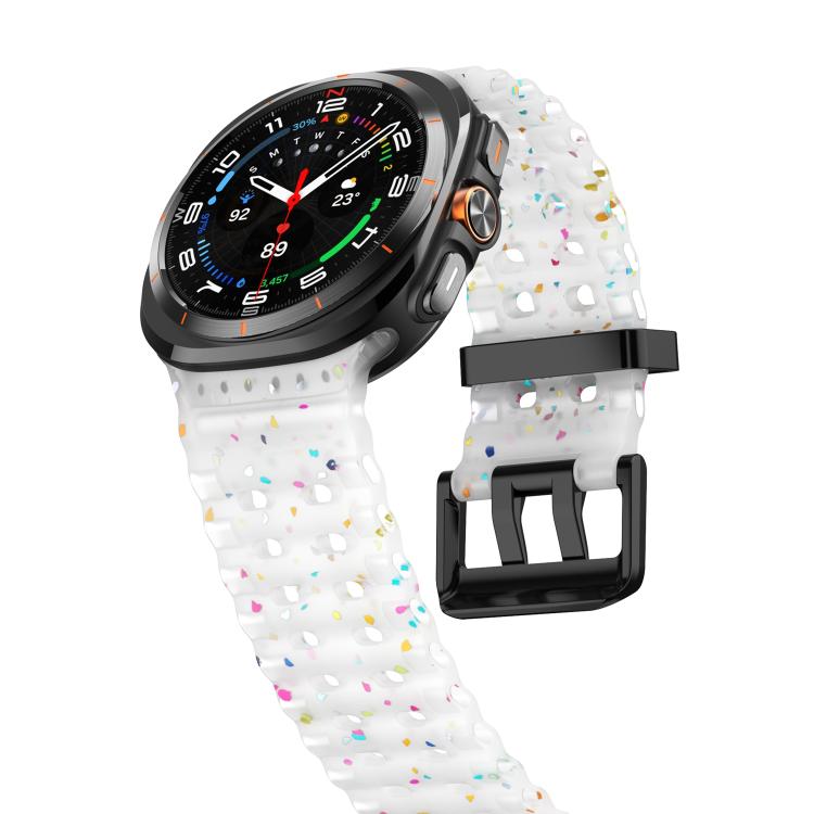 For Samsung Galaxy Watch Ultra 47mm / Ultra 2025 Dual Buckle Colorful Dots Silicone Watch Band(Transparent) by bashfashion