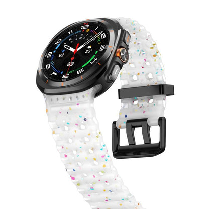 For Samsung Galaxy Watch Ultra 47mm / Ultra 2025 Dual Buckle Colorful Dots Silicone Watch Band(Transparent) by bashfashion
