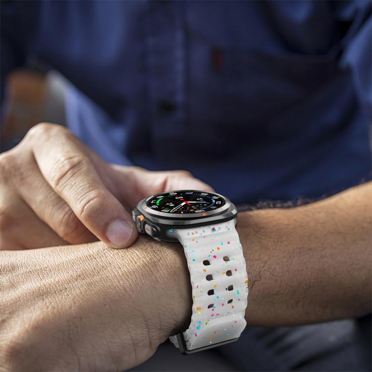 For Samsung Galaxy Watch Ultra 47mm / Ultra 2025 Dual Buckle Colorful Dots Silicone Watch Band(Transparent) by bashfashion