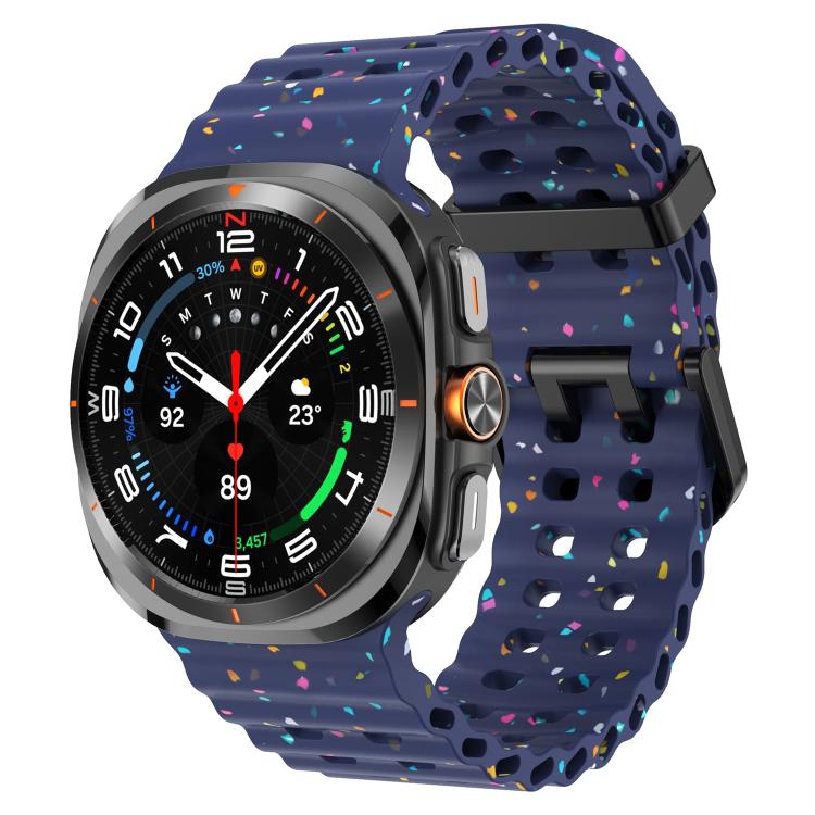 For Samsung Galaxy Watch Ultra 47mm / Ultra 2025 Dual Buckle Colorful Dots Silicone Watch Band(Midnight Blue) by bashfashion