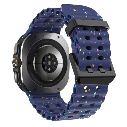For Samsung Galaxy Watch Ultra 47mm / Ultra 2025 Dual Buckle Colorful Dots Silicone Watch Band(Midnight Blue) by bashfashion
