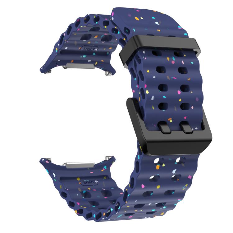 For Samsung Galaxy Watch Ultra 47mm / Ultra 2025 Dual Buckle Colorful Dots Silicone Watch Band(Midnight Blue) by bashfashion