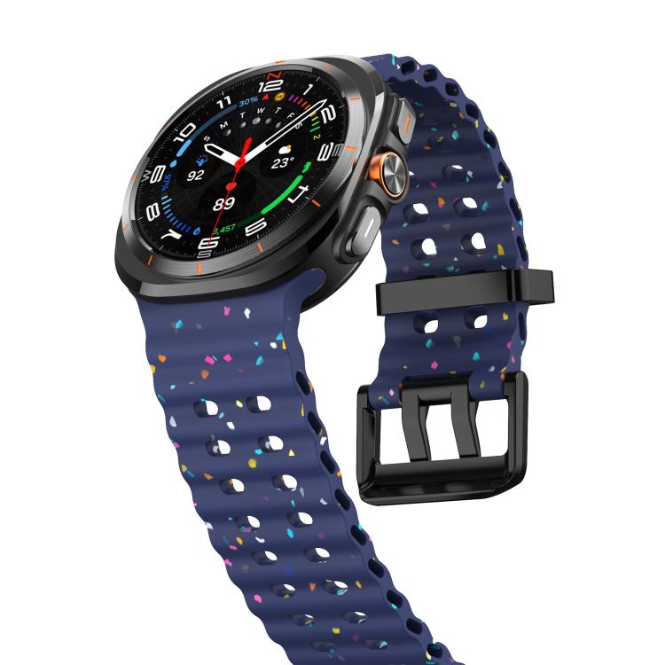 For Samsung Galaxy Watch Ultra 47mm / Ultra 2025 Dual Buckle Colorful Dots Silicone Watch Band(Midnight Blue) by bashfashion