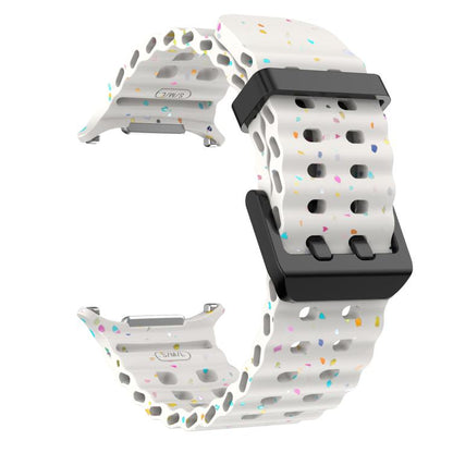 For Samsung Galaxy Watch Ultra 47mm / Ultra 2025 Dual Buckle Colorful Dots Silicone Watch Band(Starlight) by bashfashion