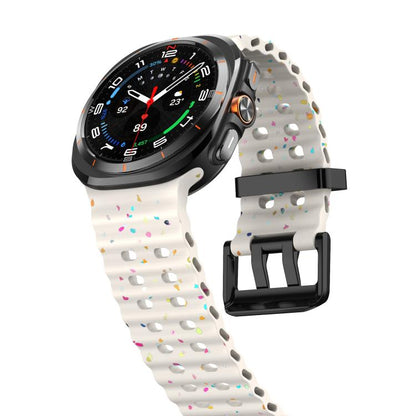 For Samsung Galaxy Watch Ultra 47mm / Ultra 2025 Dual Buckle Colorful Dots Silicone Watch Band(Starlight) by bashfashion