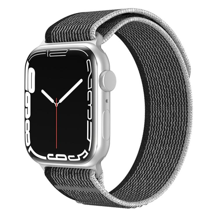 For Apple Watch 46mm / 49mm / 45mm / 44mm xDfind Dual-Section Loop Nylon Watch Band(Black Grey) by xDfind