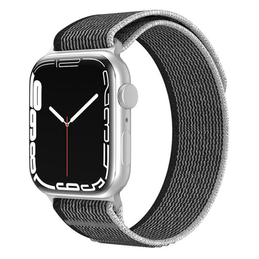 For Apple Watch 46mm / 49mm / 45mm / 44mm xDfind Dual-Section Loop Nylon Watch Band(Black Grey) by xDfind
