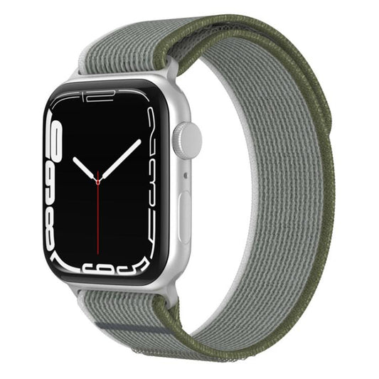 For Apple Watch 46mm / 49mm / 45mm / 44mm xDfind Dual-Section Loop Nylon Watch Band(Green Grey) by xDfind