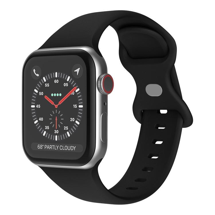 For Apple Watch 46mm / 49mm / 45mm / 44mm xDfind Butterfly Buckle Silicone Watch Band(Black) by xDfind