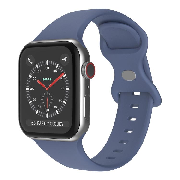 For Apple Watch 42mm / 41mm / 40mm / 38mm xDfind Butterfly Buckle Silicone Watch Band(Navy Blue) by xDfind