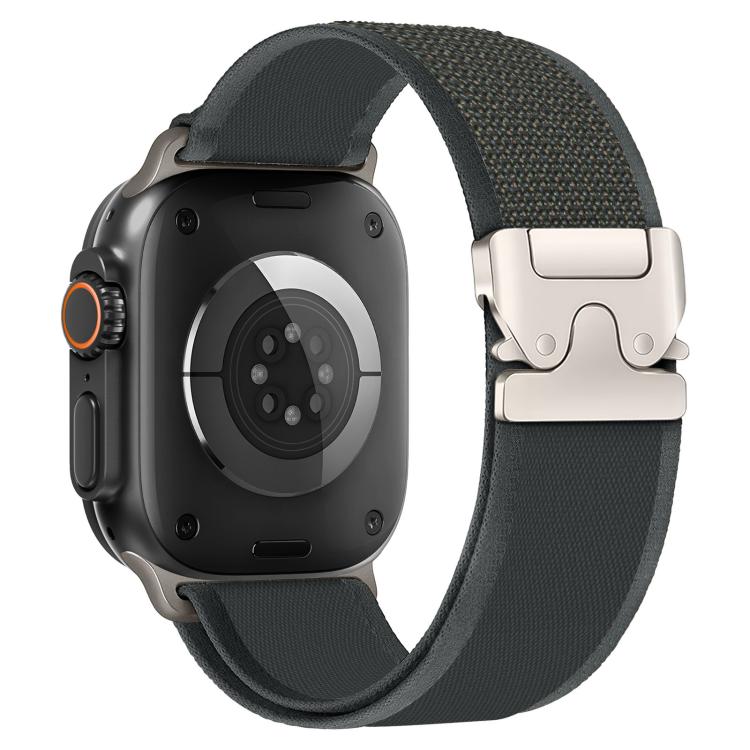 For Apple Watch 42mm / 41mm / 40mm / 38mm xDfind Titanium Buckle Snap Button Loop Nylon Watch Band(Black) by xDfind