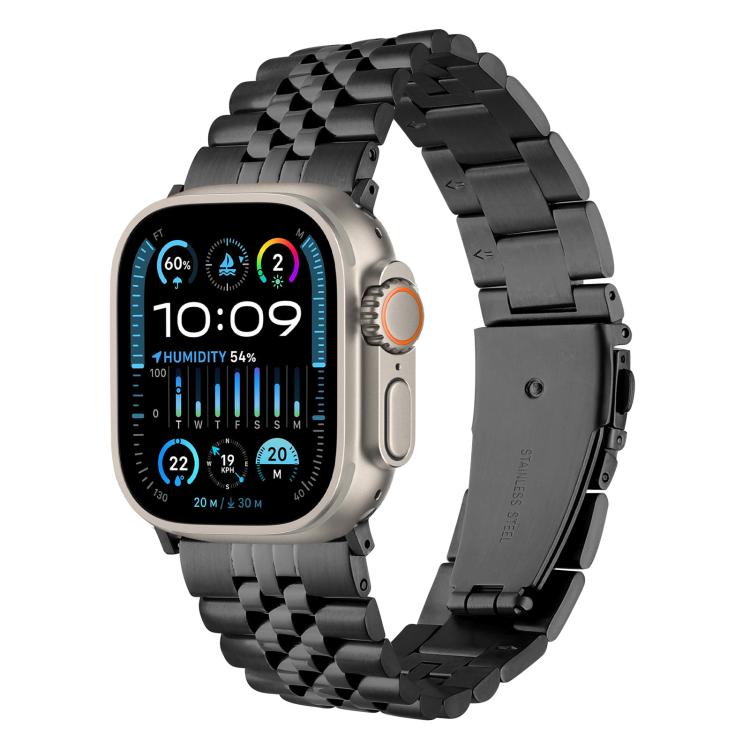 For Apple Watch 46mm / 49mm / 45mm / 44mm Quick Release Five-bead Metal Watch Band(Black) by bashfashion