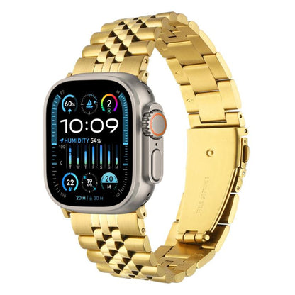 For Apple Watch 46mm / 49mm / 45mm / 44mm Quick Release Five-bead Metal Watch Band(Gold) by bashfashion