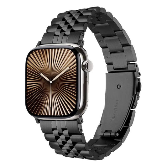 For Apple Watch 42mm / 41mm / 40mm / 38mm Quick Release Five-bead Metal Watch Band(Black) by bashfashion