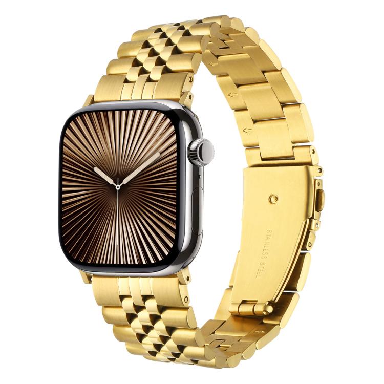 For Apple Watch 42mm / 41mm / 40mm / 38mm Quick Release Five-bead Metal Watch Band(Gold) by bashfashion