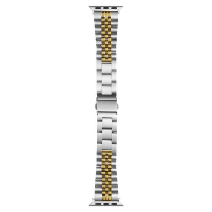 For Apple Watch 42mm / 41mm / 40mm / 38mm Quick Release Five-bead Metal Watch Band(Silver Gold) by bashfashion