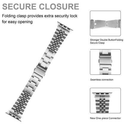 For Apple Watch 42mm / 41mm / 40mm / 38mm Quick Release Five-bead Metal Watch Band(Silver) by bashfashion