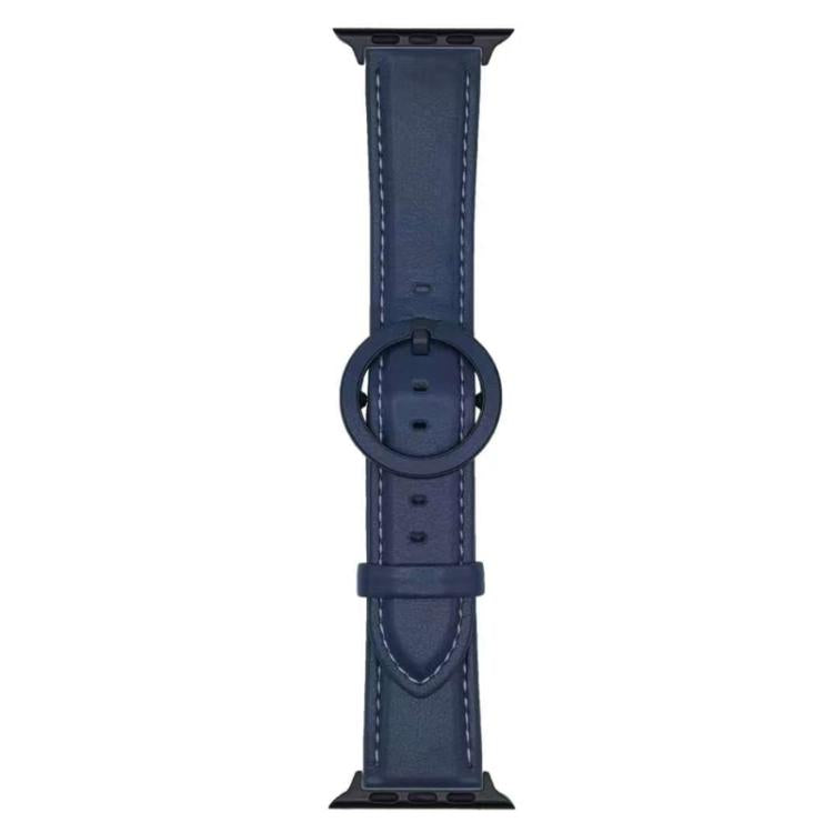 For Apple Watch 46mm / 49mm / 45mm / 44mm xDfind Round Buckle Leather Watch Band(Midnight Blue) by xDfind