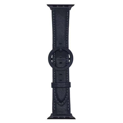 For Apple Watch 42mm / 41mm / 40mm / 38mm xDfind Round Buckle Leather Watch Band(Black) by xDfind