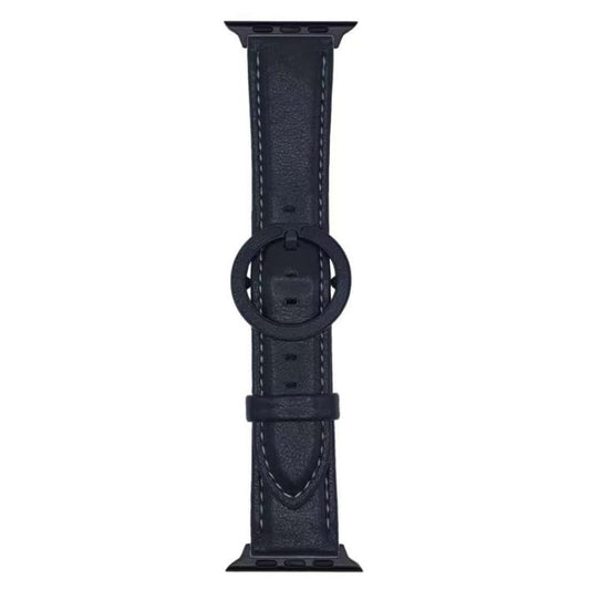 For Apple Watch 42mm / 41mm / 40mm / 38mm xDfind Round Buckle Leather Watch Band(Black) by xDfind