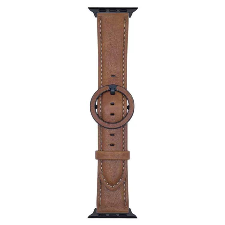 For Apple Watch 42mm / 41mm / 40mm / 38mm xDfind Round Buckle Leather Watch Band(Yellow Brown) by xDfind
