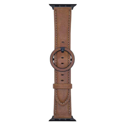 For Apple Watch 42mm / 41mm / 40mm / 38mm xDfind Round Buckle Leather Watch Band(Yellow Brown) by xDfind
