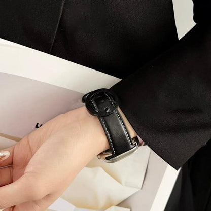 For Apple Watch 42mm / 41mm / 40mm / 38mm xDfind Round Buckle Leather Watch Band(Turquoise Brown) by xDfind