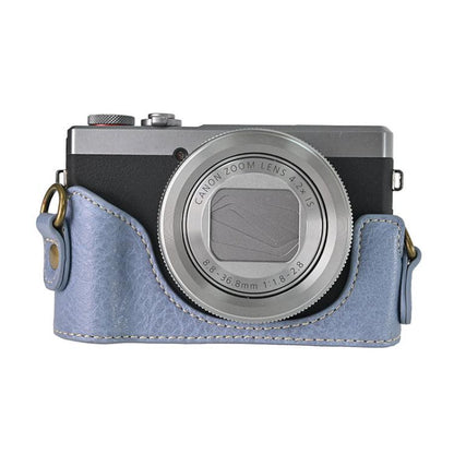 For Canon G7 X Mark III / G7X3 Retro Litchi Texture Leather Full Body Camera Case Bag with Strap(Blue) by bashfashion