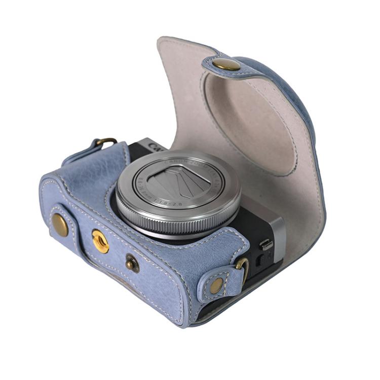 For Canon G7 X Mark III / G7X3 Retro Litchi Texture Leather Full Body Camera Case Bag with Strap(Blue) by bashfashion