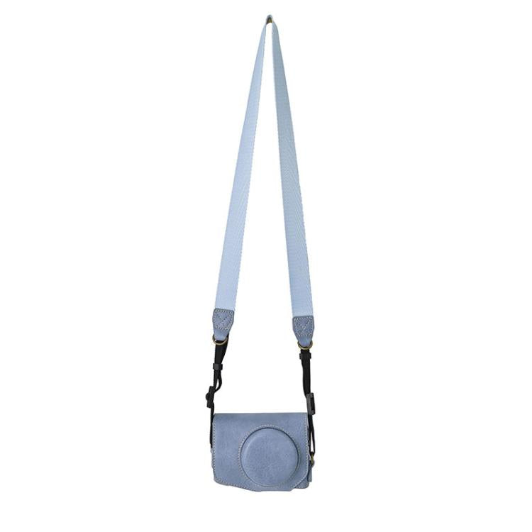 For Canon G7 X Mark III / G7X3 Retro Litchi Texture Leather Full Body Camera Case Bag with Strap(Blue) by bashfashion