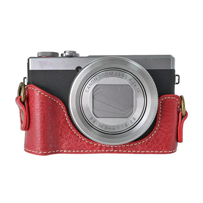 For Canon G7 X Mark III / G7X3 Retro Litchi Texture Leather Full Body Camera Case Bag with Strap(Red) by bashfashion