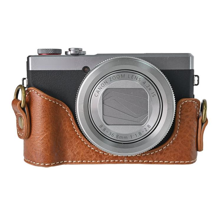 For Canon G7 X Mark III / G7X3 Retro Litchi Texture Leather Full Body Camera Case Bag with Strap(Coffee) by bashfashion