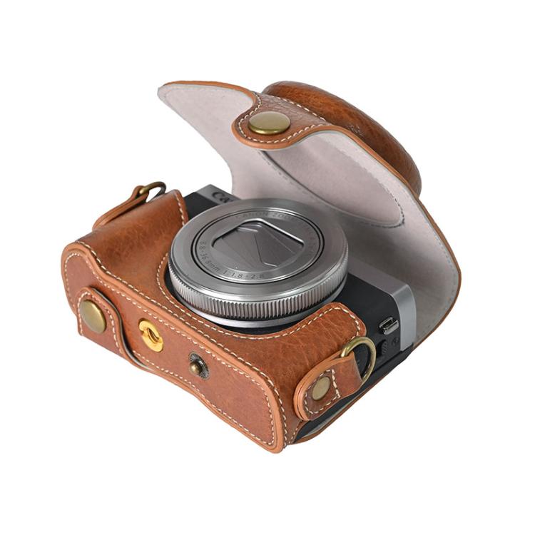 For Canon G7 X Mark III / G7X3 Retro Litchi Texture Leather Full Body Camera Case Bag with Strap(Coffee) by bashfashion