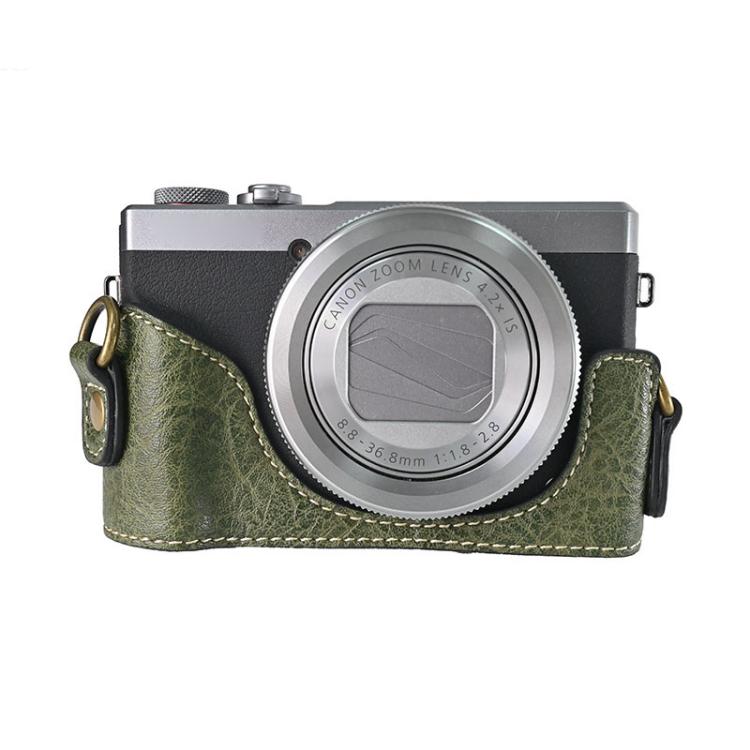 For Canon G7 X Mark III / G7X3 Retro Litchi Texture Leather Full Body Camera Case Bag with Strap(Green) by bashfashion