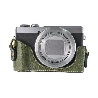 For Canon G7 X Mark III / G7X3 Retro Litchi Texture Leather Full Body Camera Case Bag with Strap(Green) by bashfashion