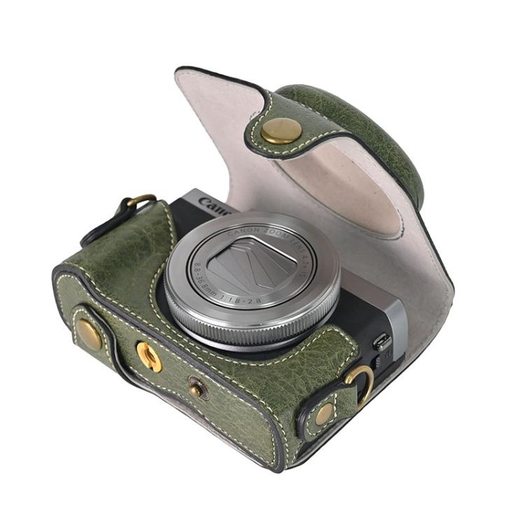 For Canon G7 X Mark III / G7X3 Retro Litchi Texture Leather Full Body Camera Case Bag with Strap(Green) by bashfashion