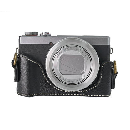 For Canon G7 X Mark III / G7X3 Retro Litchi Texture Leather Full Body Camera Case Bag with Strap(Black) by bashfashion