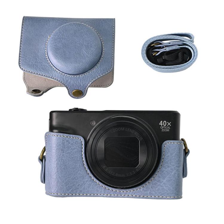 For Canon PowerShot SX740 HS Retro Litchi Texture Leather Full Body Camera Case Bag with Strap(Blue) by bashfashion