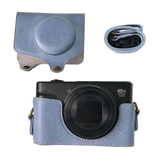 For Canon PowerShot SX740 HS Retro Litchi Texture Leather Full Body Camera Case Bag with Strap(Blue) by bashfashion