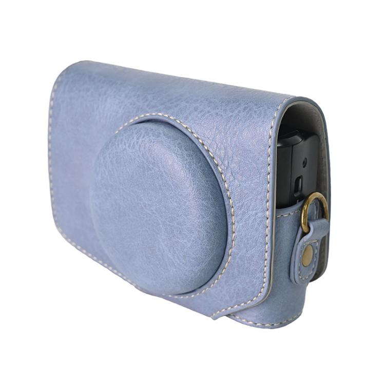 For Canon PowerShot SX740 HS Retro Litchi Texture Leather Full Body Camera Case Bag with Strap(Blue) by bashfashion