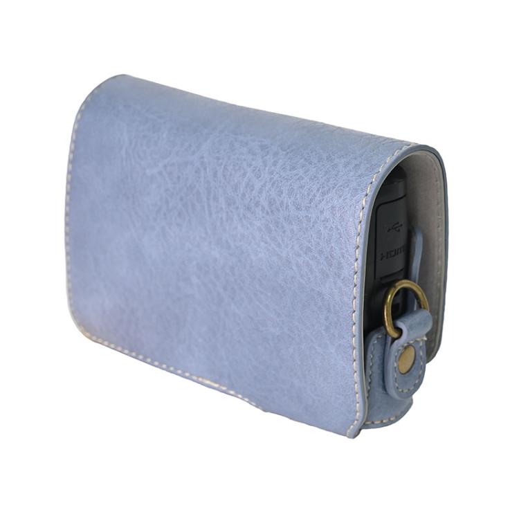 For Canon PowerShot SX740 HS Retro Litchi Texture Leather Full Body Camera Case Bag with Strap(Blue) by bashfashion